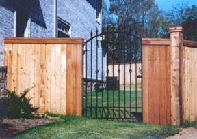 Cedar board-to-board fence with David gate, NW Arkansas install